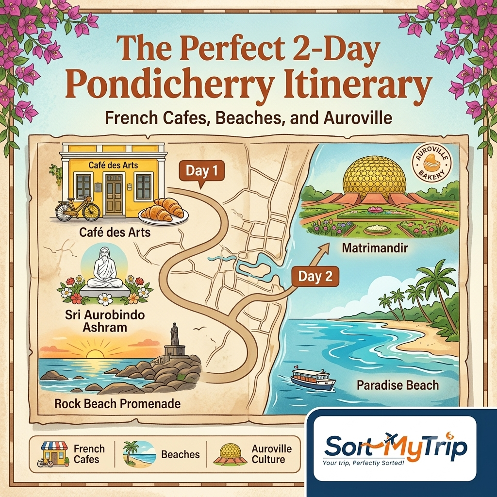 The Perfect 2-Day Pondicherry Itinerary: French Cafes, Beaches, and Auroville